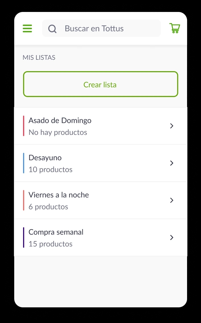 Screenshot of Tottus app