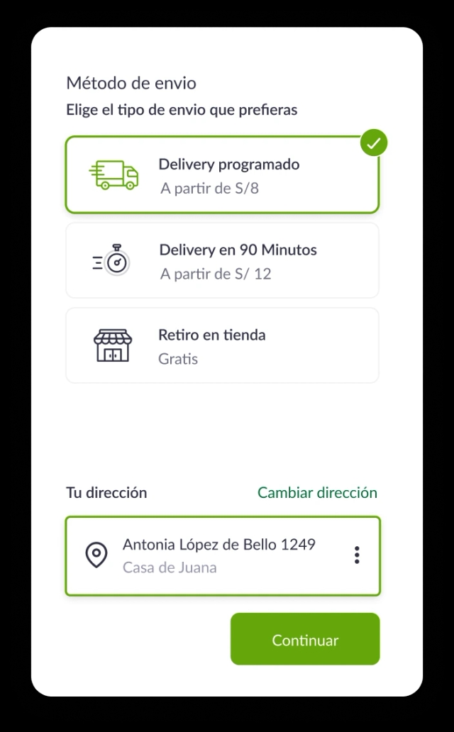 Screenshot of Tottus app