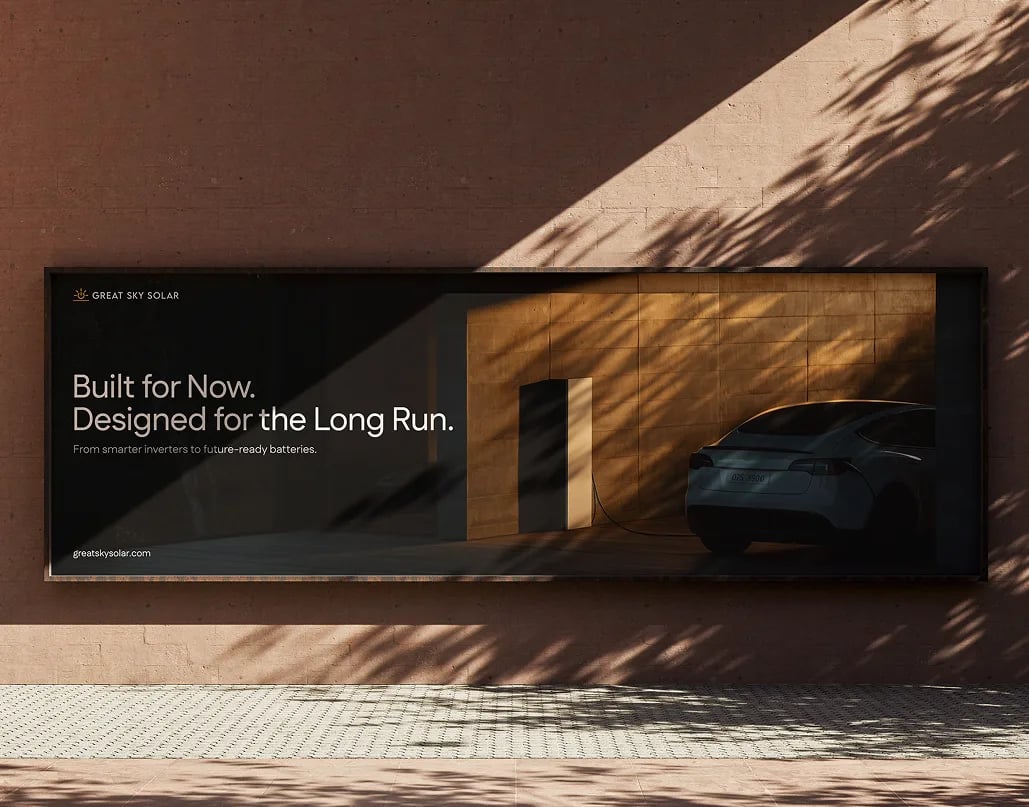 Great Sky Solar billboard mockup — Built for Now, Designed for the Long Run