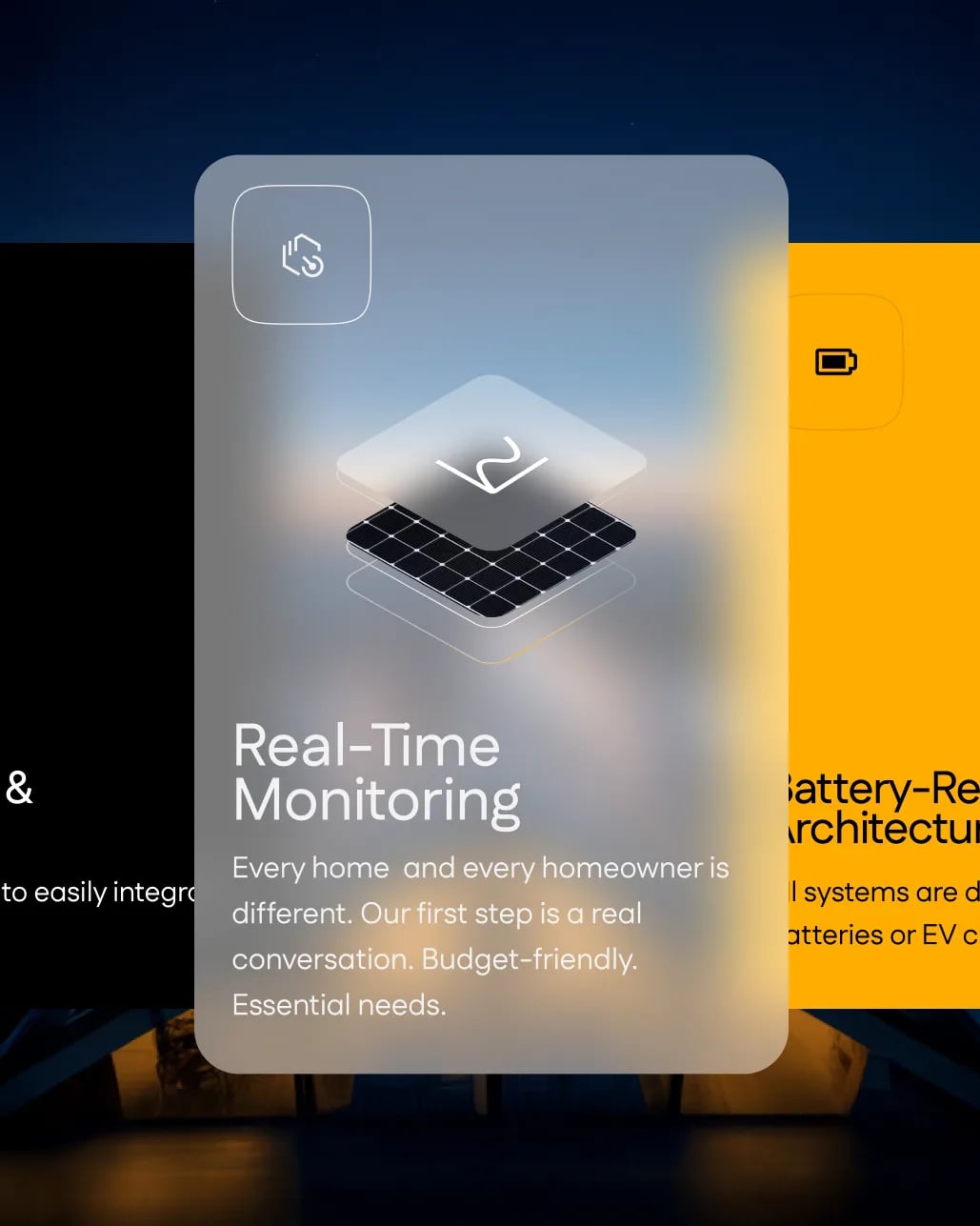 Real-Time Monitoring glass card interface