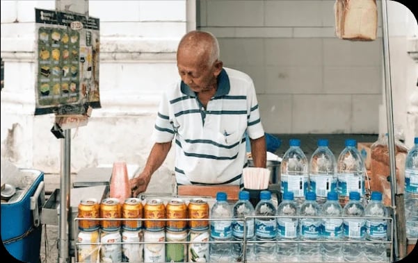 People selling and buying