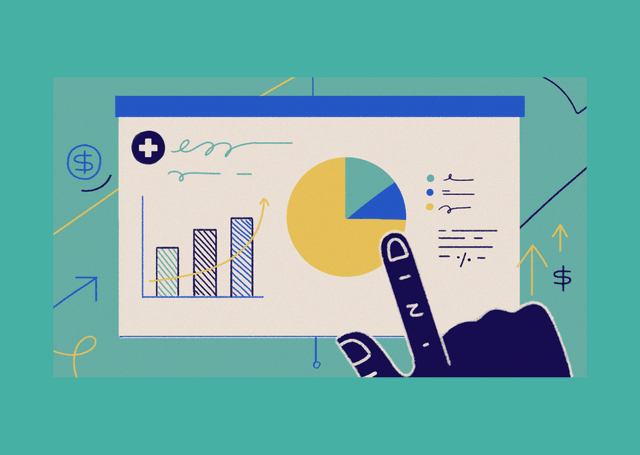 Cover of the article, a hand pointing at a circle chart.